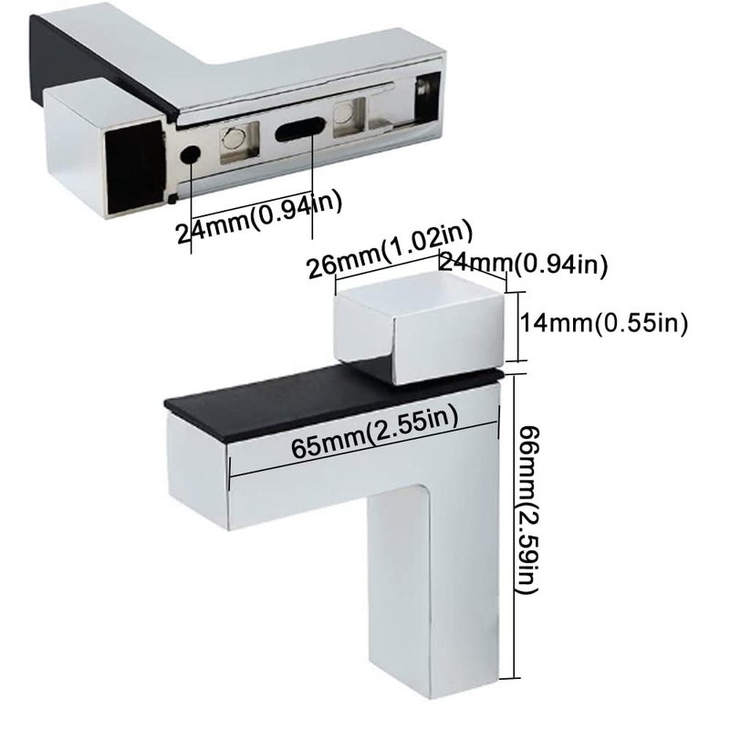 AWEN 4 Pcs Adjustable Wood/Glass Floating Shelf Brackets Wall Mount  Polished Chrome - Image 2